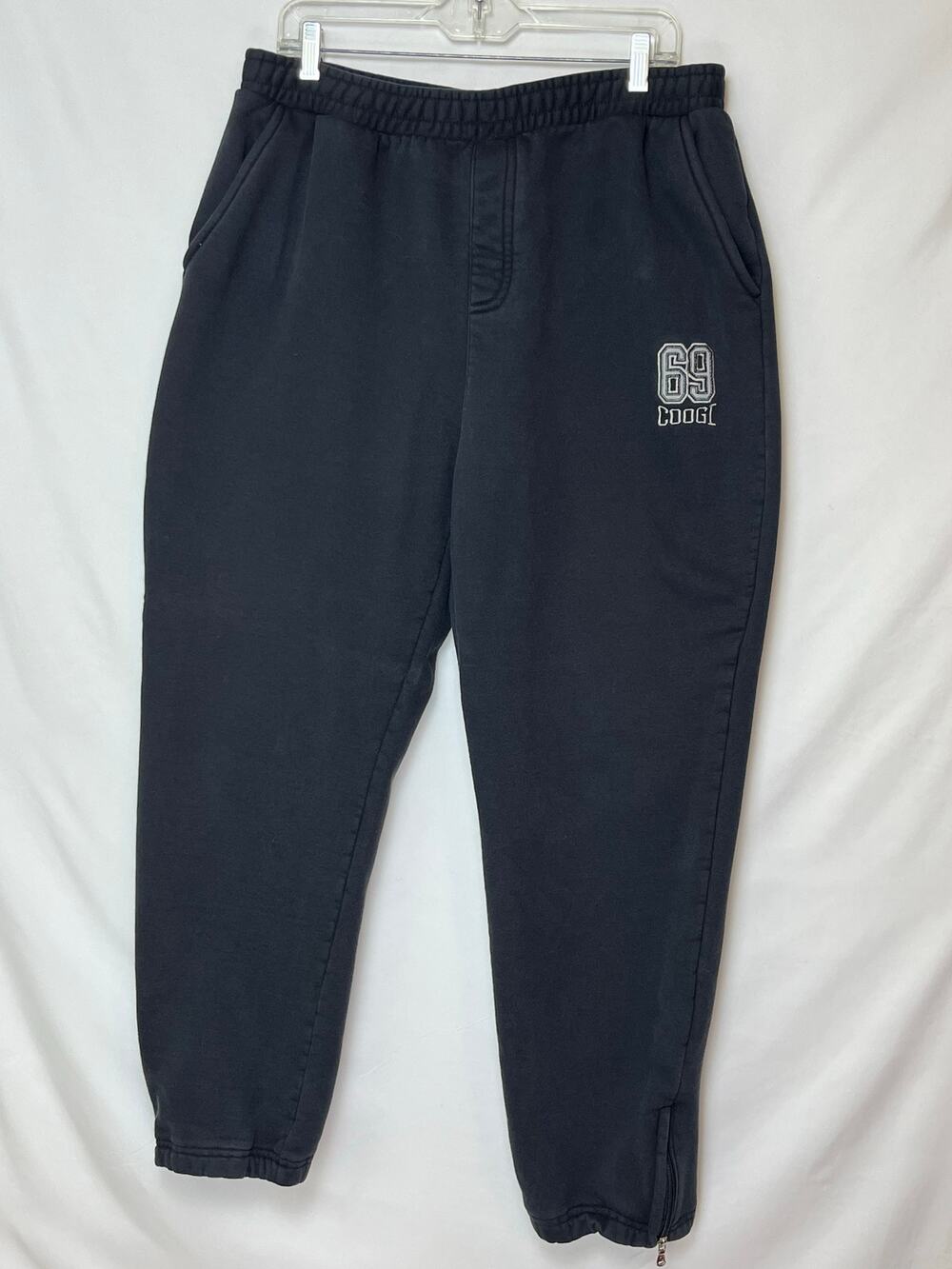 Coogi Australia Men's XL Black Embroidered Sweatpants Joggers Hip Hop Streetwear